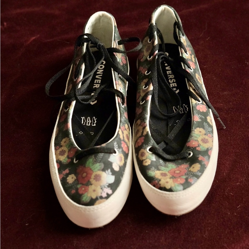 Converse floral ballet lace up sneaker flats